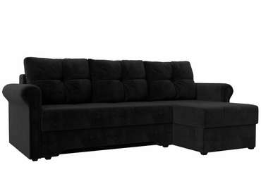 Угловой диван-кровать Леон черного цвета правый угол