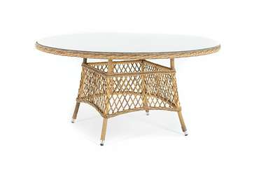 Плетенный стол Эспрессо D150 соломенного цвета