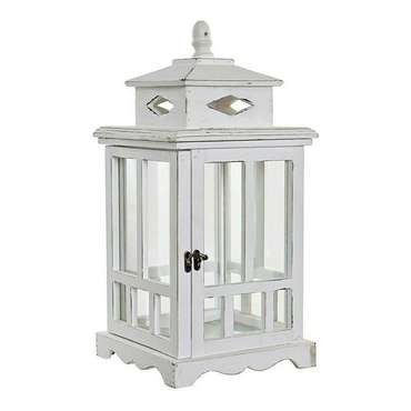 Фонарь DKD Home Decor Белый Стеклянный Сосна (22.5 x 22.5 x 47 cm)