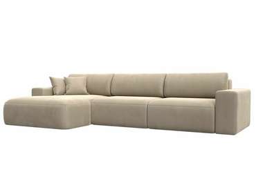 Угловой диван-кровать Лига 036 Классик Лонг бежевого цвета левый угол