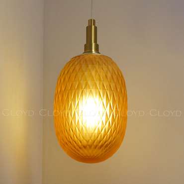 Подвесной светильник Cloyd ZAPFEN P1 / ?13 см - латунь - оранжевое стекло