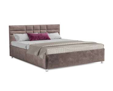 Кровать Нью-Йорк 160х190 серо-коричневого цвета с подъемным механизмом (вельвет)