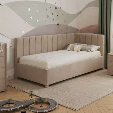 Кровать Помпиду 90х200 бежевого цвета без подъемного механизма
