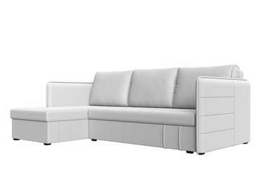 Угловой диван-кровать Слим белого цвета (экокожа) левый угол