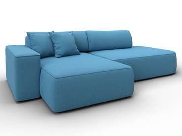 Угловой диван-кровать Лига-065 голубого цвета левый