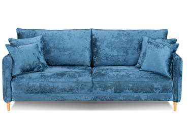 Прямой диван-кровать Йорк Премиум синего цвета