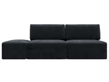 Модульный диван-кровать с пуфом Лига-060 в обивке из велюра темно-серого цвета