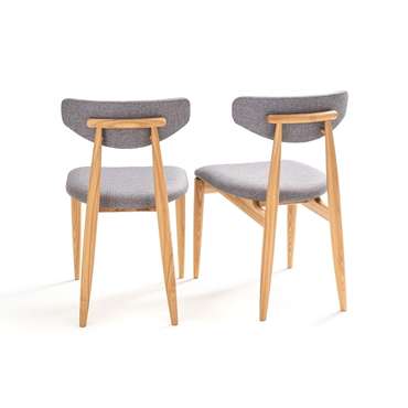 Комплект из двух винтажных стульев из ясеня Nochy серого цвета