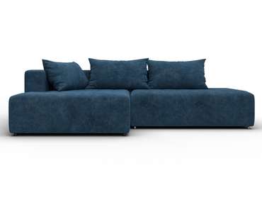 Угловой диван-кровать Лига-103 синего цвета левый