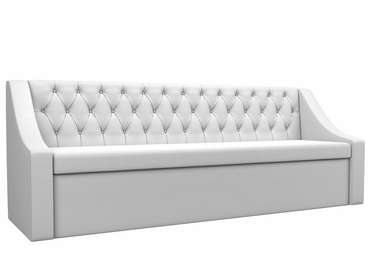 Кухонный прямой диван-кровать Мерлин белого цвета (экокожа)