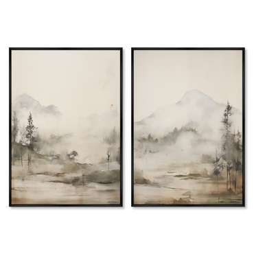 Набор из двух репродукций картин Landscape collection, Mountain Mist, 2024г.