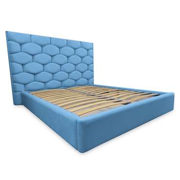 Кровать Милан 160х200 с подъемным механизмом голубого цвета