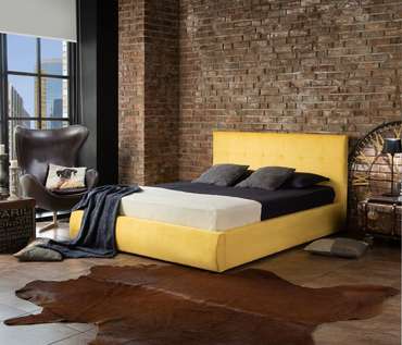 Кровать Selesta 140х200 желтого цвета с матрасом и подъемным механизмом