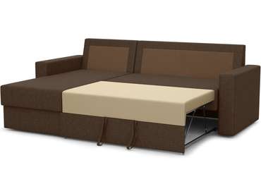 Угловой диван-кровать Лео коричневого цвета