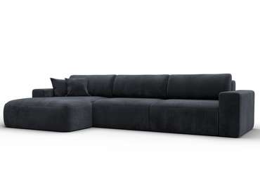 Угловой диван-кровать Лига 036 Классик Лонг в обивке из велюра темно-серого цвета левый