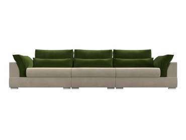 Прямой диван-кровать Пекин Long бежево-зеленого цвета 