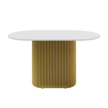 Обеденный стол Trubis Wood 140 бело-золотого цвета