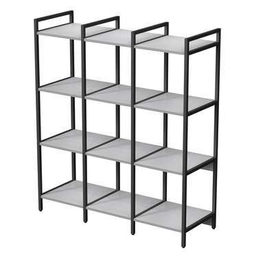 Стеллаж 10ССТ.4.400 средний тройной 4 полки серого цвета