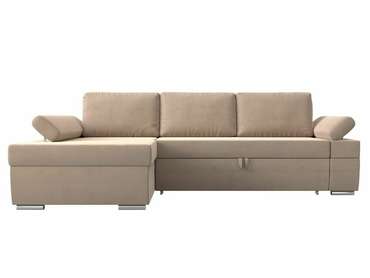 Угловой диван-кровать Канкун бежевого цвета левый угол