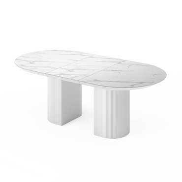 Раздвижной обеденный стол Рана со столешницей цвета белый мрамор