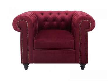 Кресло Chester Classic бордового цвета с черными ножками 
