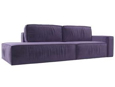 Прямой диван-кровать Прага модерн фиолетового цвета подлокотник справа