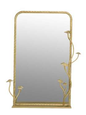 Настенное зеркало 60х90 с полкой золотого цвета