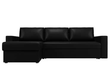 Угловой диван-кровать Траумберг L черного цвета левый угол (экокожа)