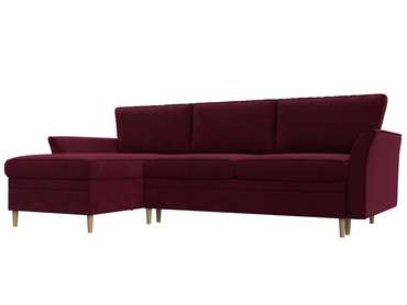 Угловой диван-кровать София бордового цвета левый угол