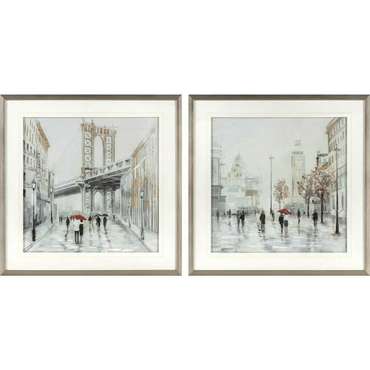 Картина Город (63 x 3 x 63 cm) (60 x 3 x 60 cm) (2 штук)