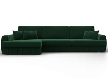 Угловой диван-кровать Лига-057 L Лонг зеленого цвета левый