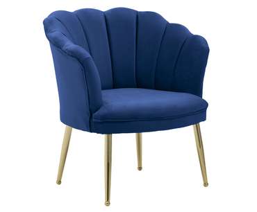 Кресло синего цвета на металлических ножках