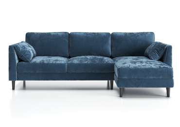 Угловой диван-кровать Грейс с оттоманкой синего цвета
