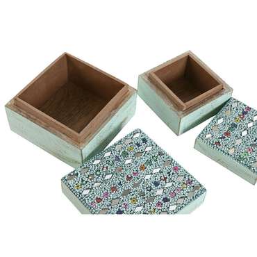 Шкатулка Разноцветный Древесина манго 10 x 10 x 6 cm (2 Предметы) (6 штук)