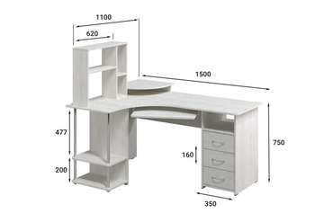 Стол компьютерный с полкой светло-серого цвета