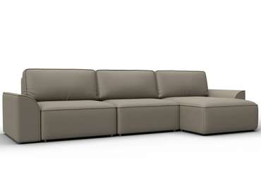 Угловой диван-кровать Лига-048 лонг бежевого цвета (экокожа)