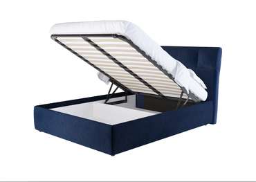 Кровать мягкая с подъемным механизмом Amber Style 140х200 синего цвета