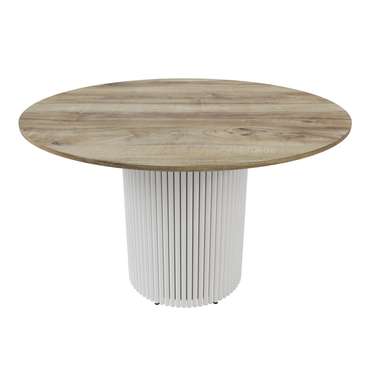 Обеденный стол Trubis Wood XL 120 бежево-белого цвета