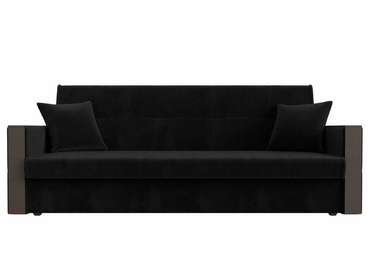 Прямой диван-кровать Валенсия черного цвета (книжка)