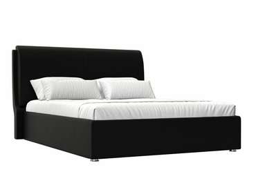 Кровать Принцесса 200х200 черного цвета с подъемным механизмом (экокожа)
