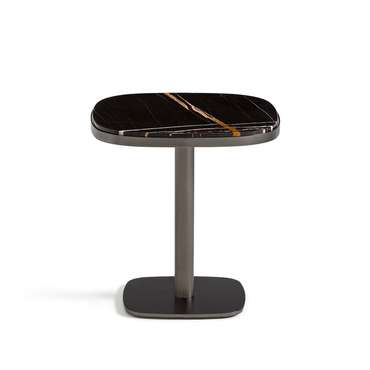 Стол на ножке из бурого мрамора Lixfeld черно-коричневого цвета