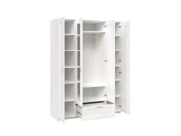 Шкаф Сириус четырёхдверный белого цвета с одним ящиком и двумя зеркалами