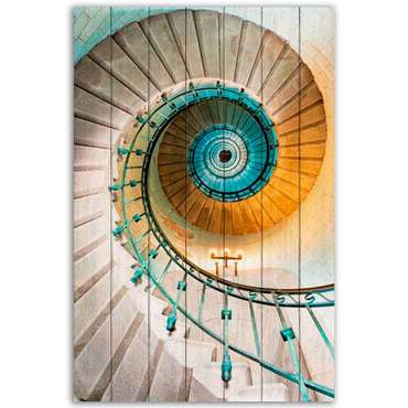 Картина на дереве Винтовая лестница 60х90 см