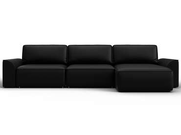 Угловой диван-кровать Лига-048 лонг черного цвета (экокожа)