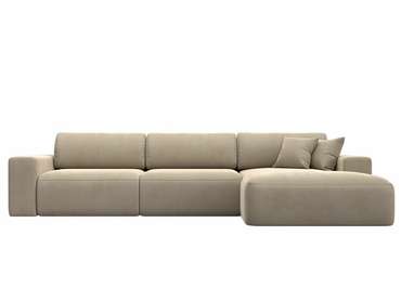 Угловой диван-кровать Лига 036 Классик Лонг бежевого цвета правый угол