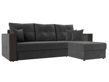 Угловой диван-кровать Валенсия серого цвета правый угол