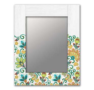 Настенное зеркало Цветы Грин 50х65 белого цвета