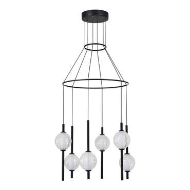 Светильник подвесной ST-Luce Черный/Прозрачное кракелированное стекло LED 6*8,5W 3000K PEEK