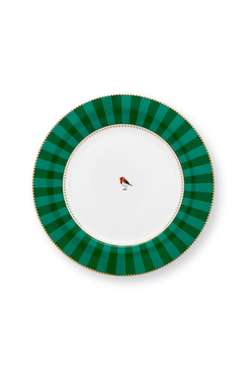 Набор из двух тарелок Love Birds Stripes Emerald-Green 26 бело-зеленого цвета