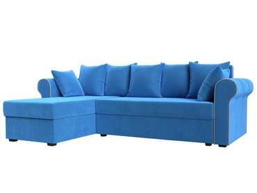 Угловой диван-кровать Рейн голубого цвета левый угол